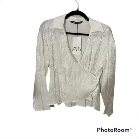 Zara wrinkle satin effect blouse  7969/258 - Picture 5 of 8